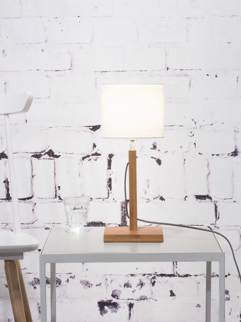 Witte linnen Scandinavische tafellamp GOOD&MOJO Fuji - Afbeelding 2
