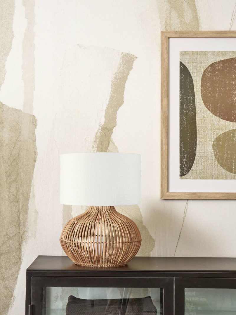 Witte ronde tafellamp rotan/linnen GOOD&MOJO Kalahari - Afbeelding 2