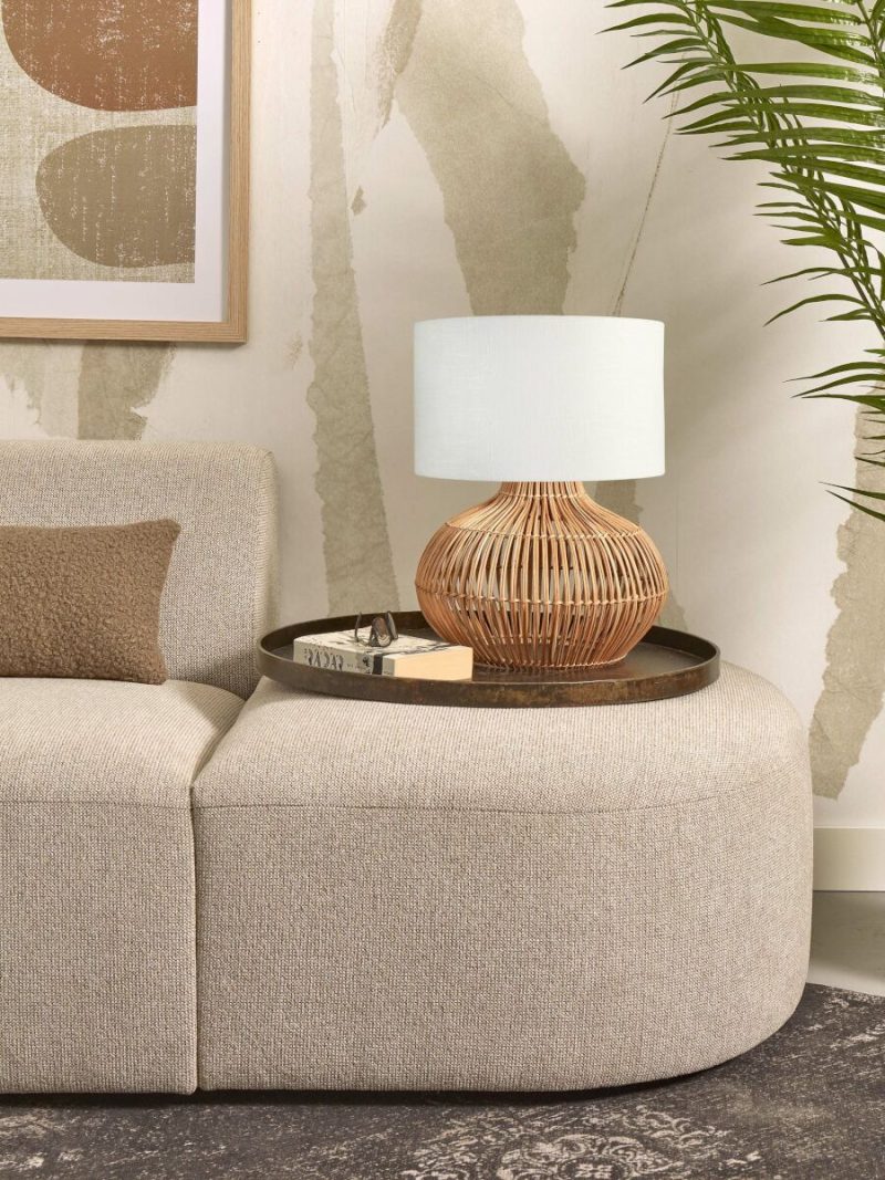 Witte ronde tafellamp rotan/linnen GOOD&MOJO Kalahari - Afbeelding 5