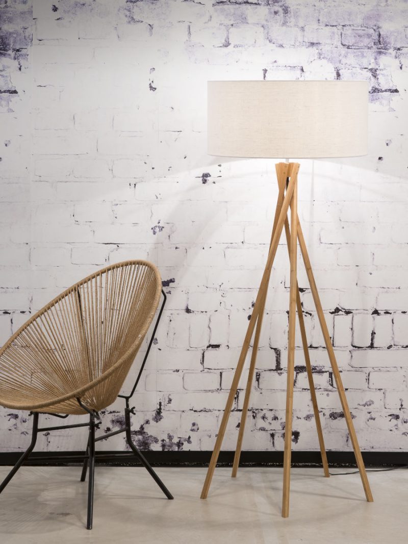 Witte vloerlamp Boheems bamboe linnen GOOD&MOJO Kilimanjaro - Afbeelding 2