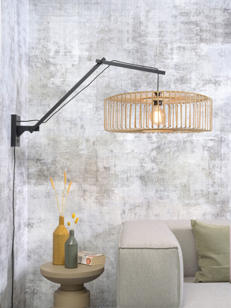 Zwart-naturel bohemian bamboe wandlamp GOOD&MOJO Bromo - Afbeelding 2