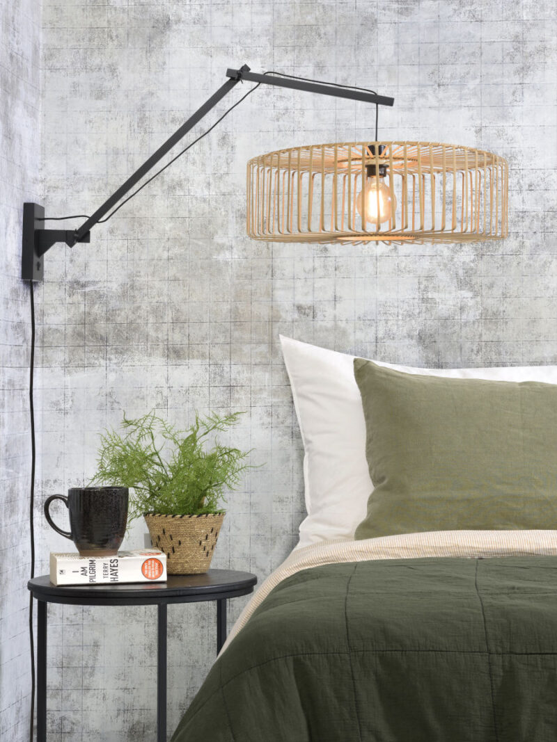 Zwart-naturel bohemian bamboe wandlamp GOOD&MOJO Bromo - Afbeelding 5