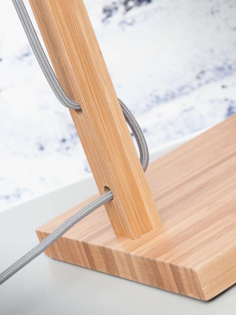 Zwarte bamboe linnen Scandinavische tafellamp GOOD&MOJO Himalaya - Afbeelding 4