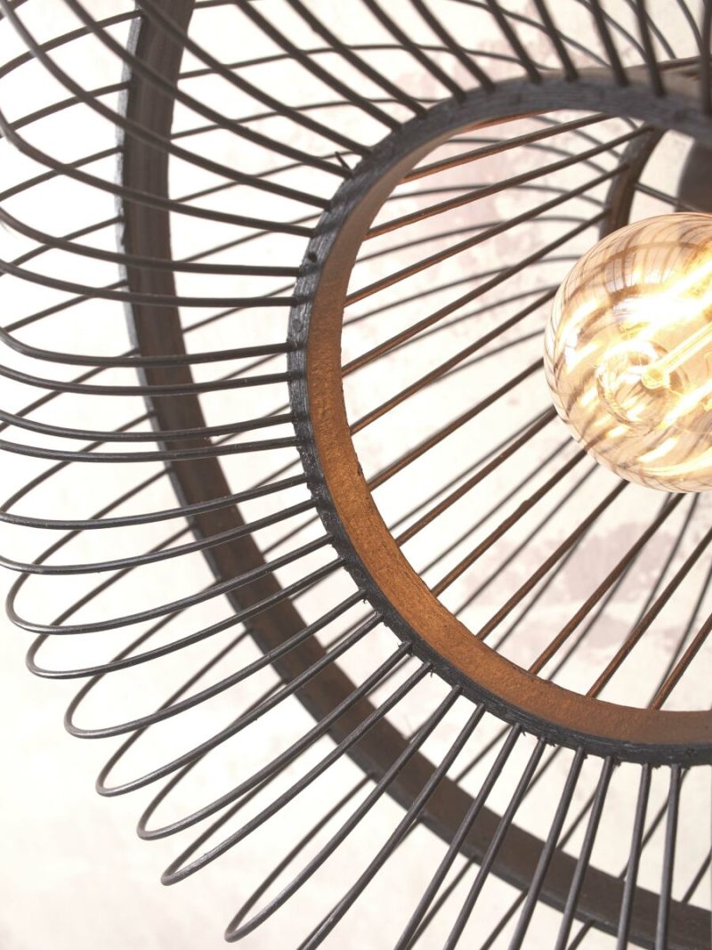 Zwarte bamboe oosterse wandlamp GOOD&MOJO Hokkaido - Afbeelding 4