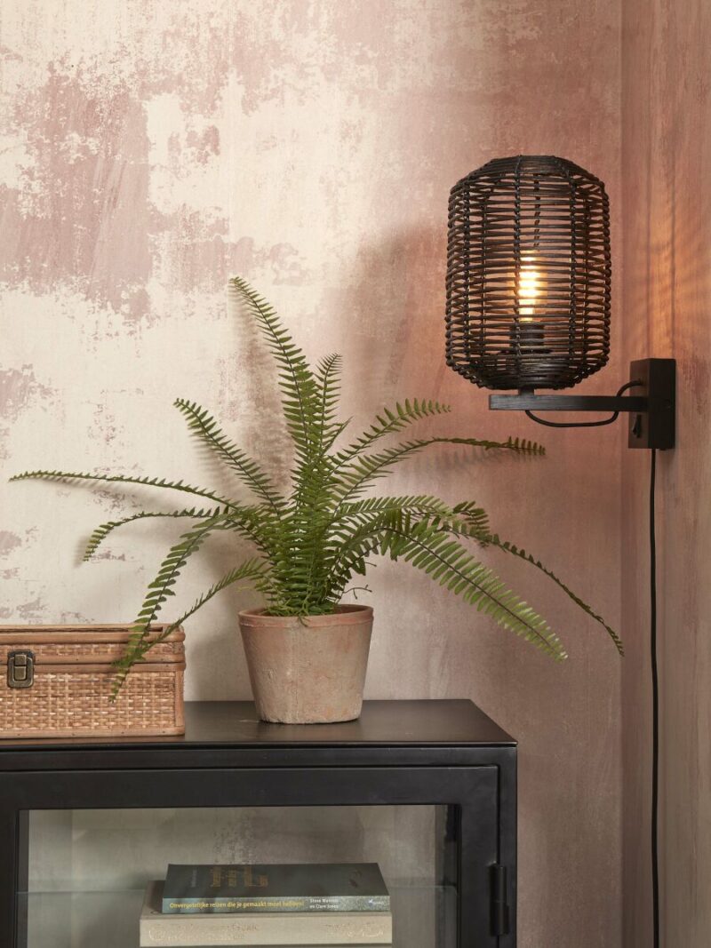 Zwarte bohemian wandlamp metaal rotan GOOD&MOJO Tanami - Afbeelding 2