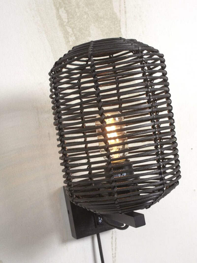 Zwarte bohemian wandlamp metaal rotan GOOD&MOJO Tanami - Afbeelding 3