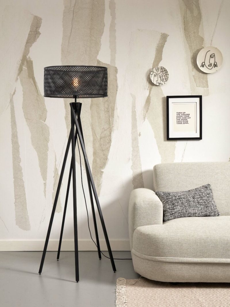 Zwarte bohemien vloerlamp bamboe GOOD&MOJO Java - Afbeelding 2