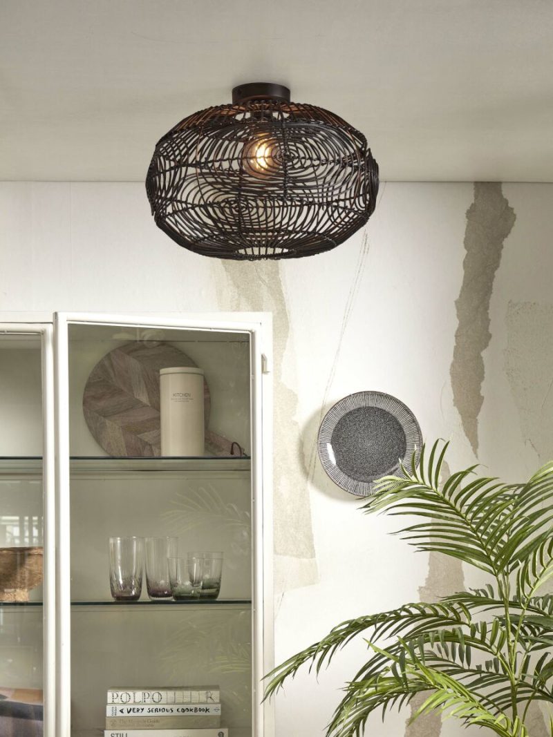 Zwarte bolvormige rotan plafondlamp GOOD&MOJO Madeira - Afbeelding 5