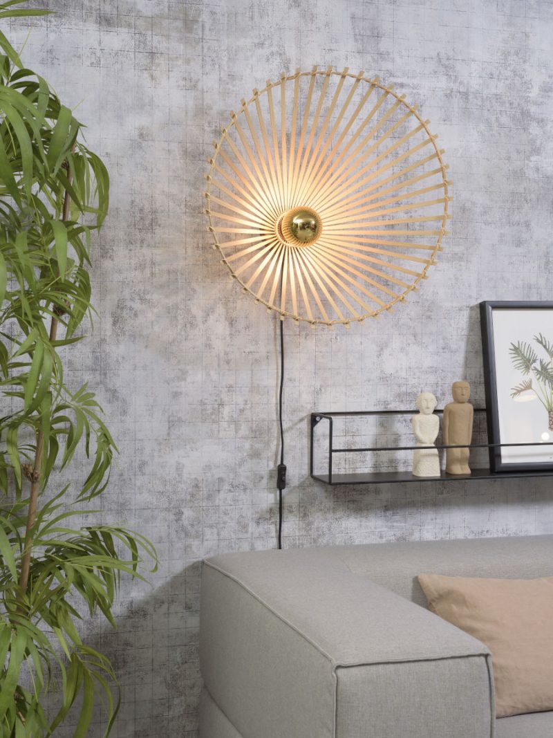 Zwarte-naturel bamboe bohemien wandlamp GOOD&MOJO Bromo - Afbeelding 2