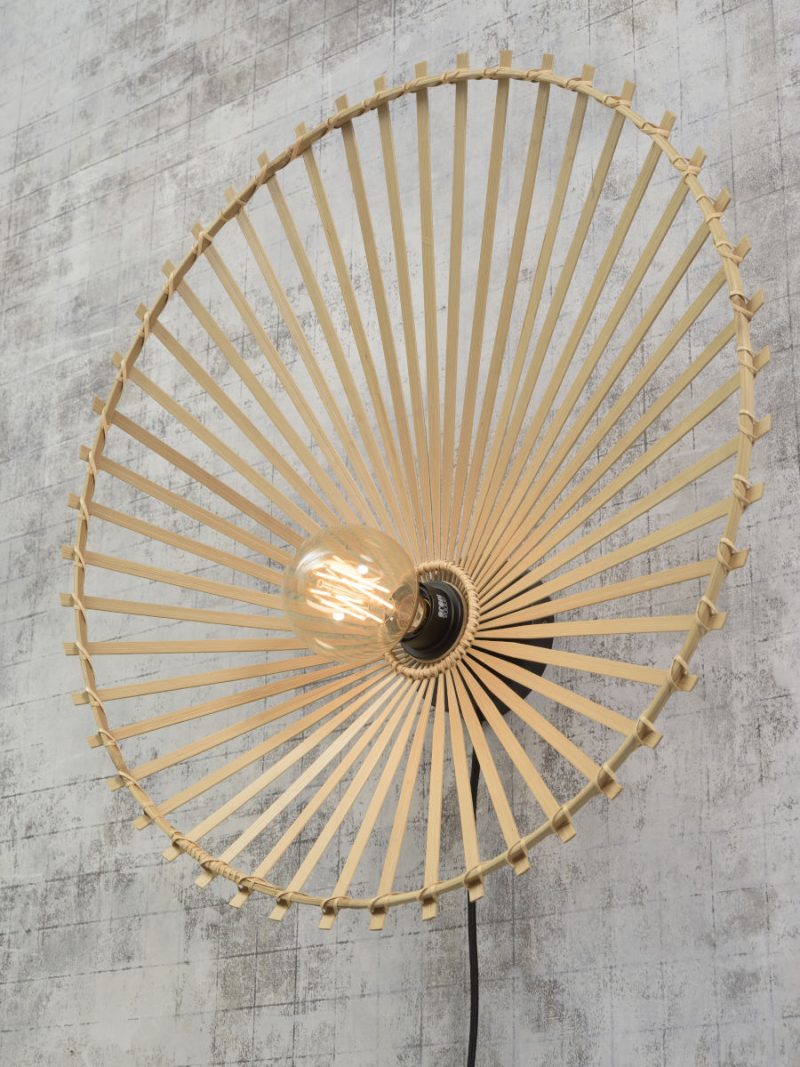 Zwarte-naturel bamboe bohemien wandlamp GOOD&MOJO Bromo - Afbeelding 3