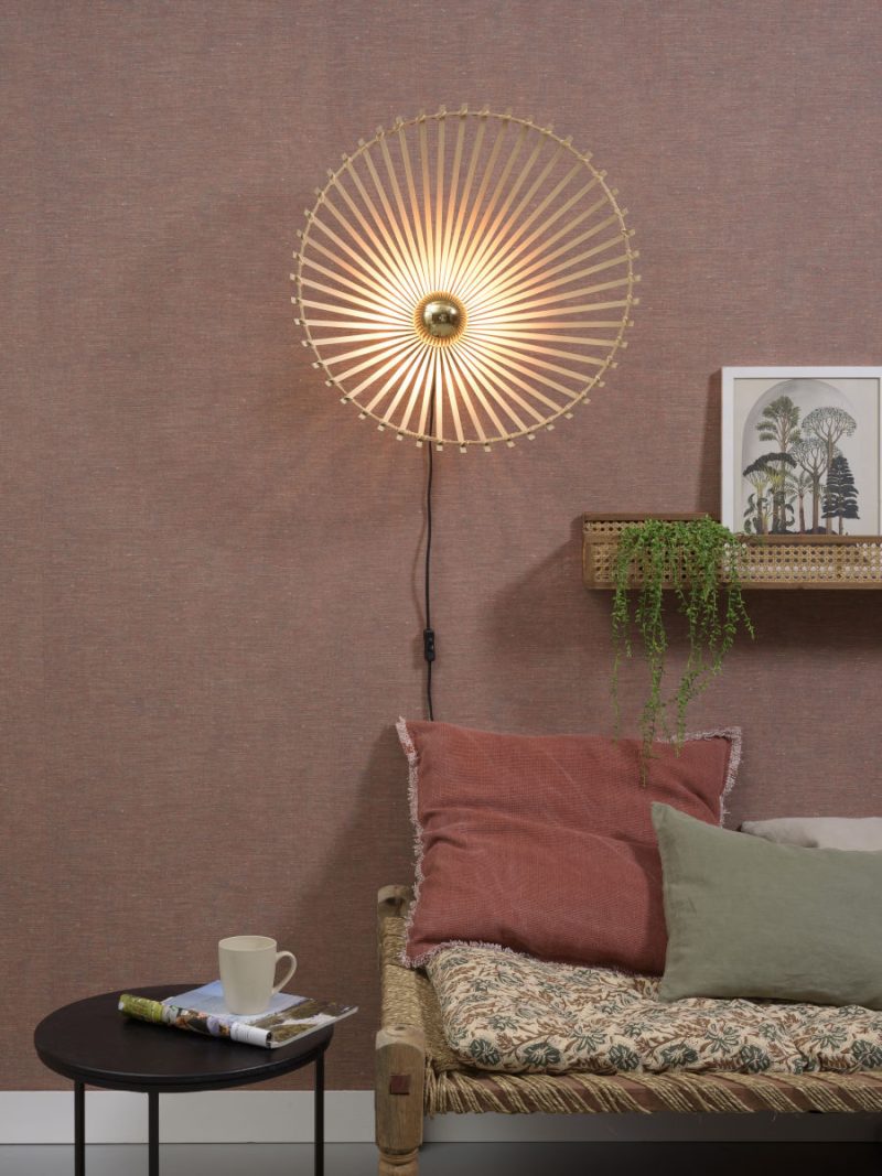 Zwarte-naturel bamboe bohemien wandlamp GOOD&MOJO Bromo - Afbeelding 5