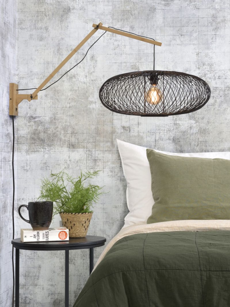 Zwarte-naturel wandlamp gevlochten GOOD&MOJO Cango - Afbeelding 5
