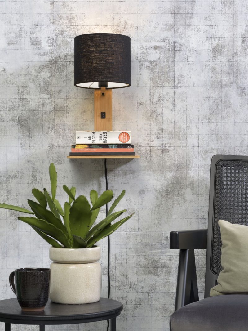 Zwarte plateau wandlamp naturel GOOD&MOJO Andes - Afbeelding 5