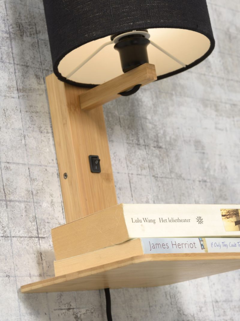 Zwarte plateau wandlamp naturel GOOD&MOJO Andes - Afbeelding 6