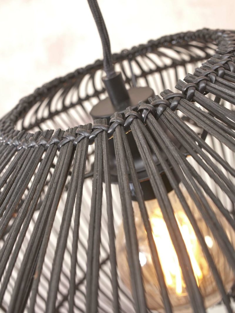 Zwarte rotan metalen hanglamp bohemien GOOD&MOJO Zanzibar - Afbeelding 4
