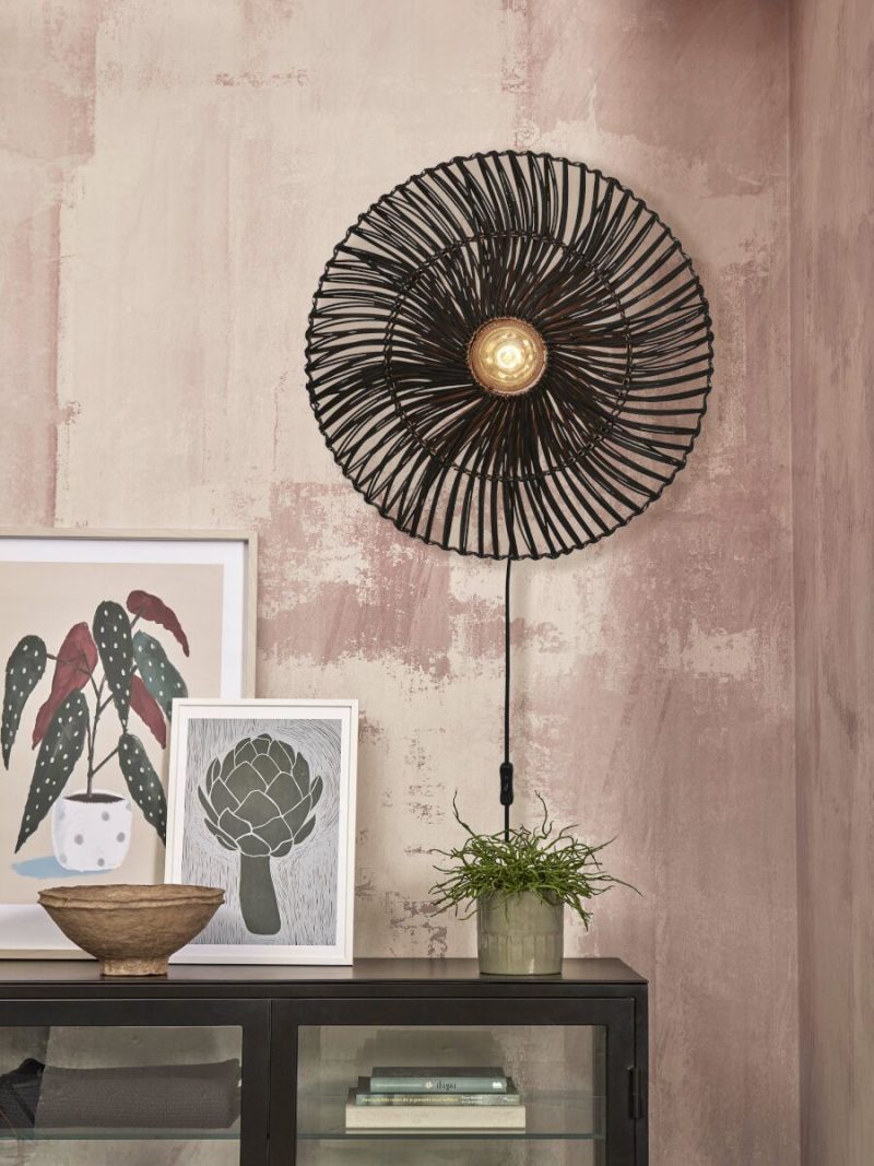 Zwarte rotan wandlamp bohemian metaal GOOD&MOJO Zanzibar - Afbeelding 2
