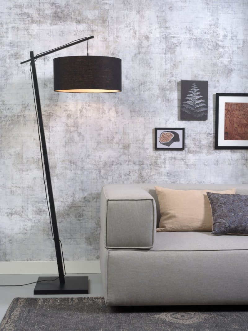Zwarte vloerlamp bohemian linnen GOOD&MOJO Andes - Afbeelding 2