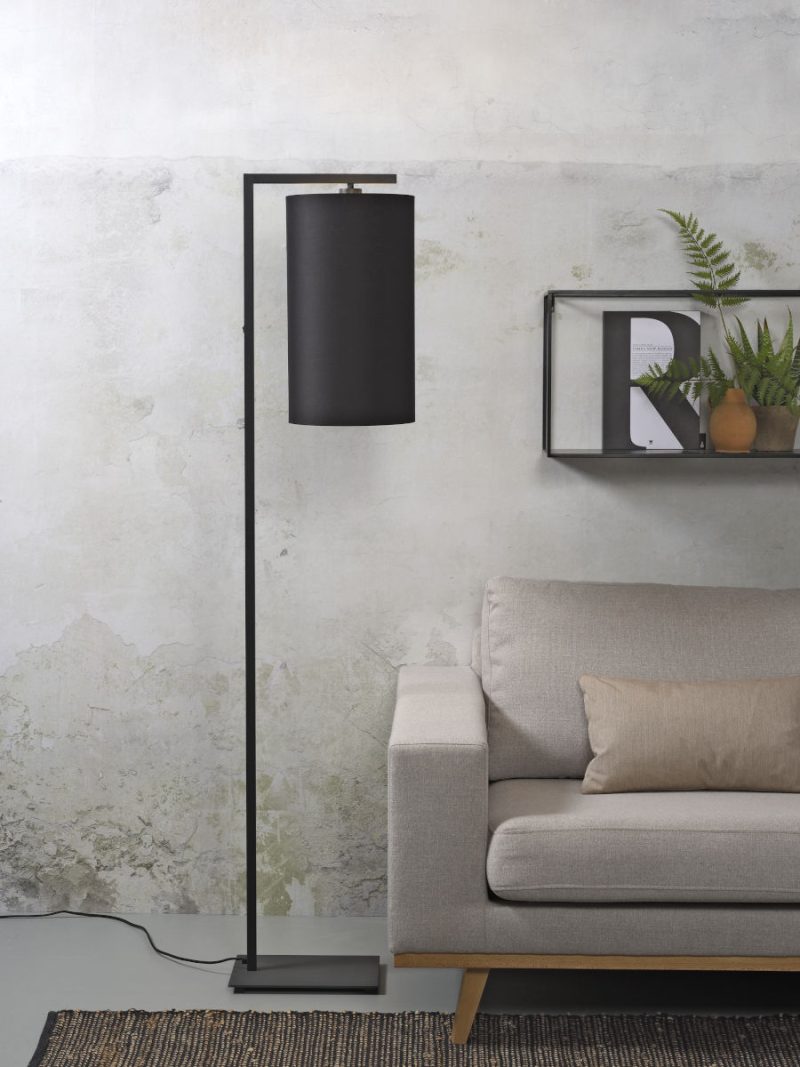 Zwarte vloerlamp cilinderkap metaal/katoen It's About RoMi Boston - Afbeelding 2
