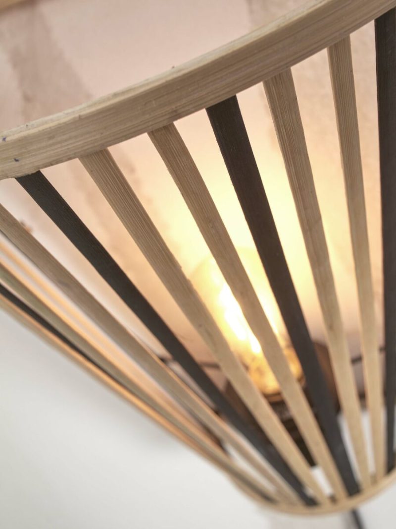 Zwart/naturel bamboe wandlamp halfopen GOOD&MOJO Merapi - Afbeelding 8