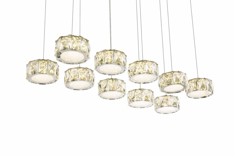 10-kap hanglamp flonkerend chroom/acrylkristal Globo Amur - Afbeelding 4