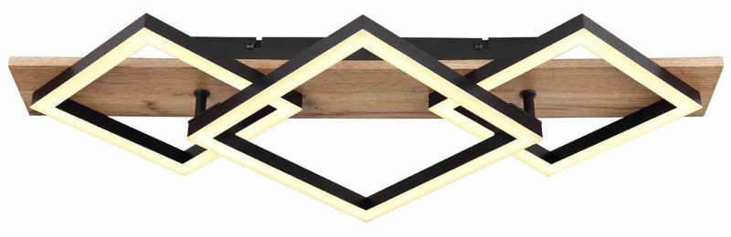 2-lichts geometrische plafondlamp zwart/bruin Globo Beatrix - Afbeelding 2