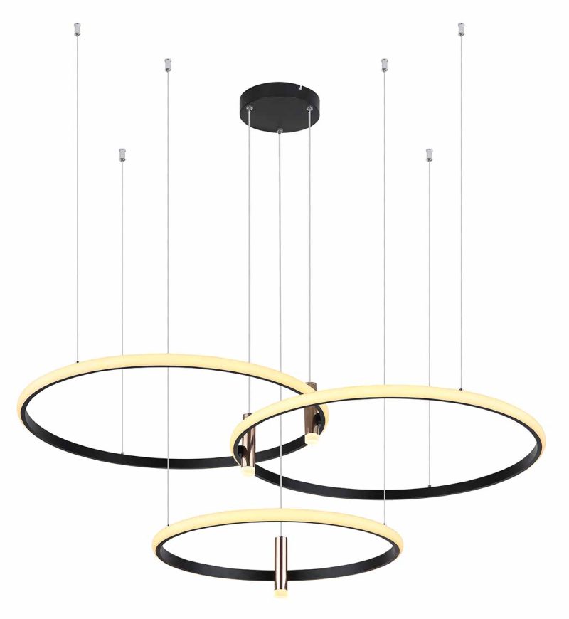 3-ring hanglamp zwart goudkoorden Globo Coco - Afbeelding 3