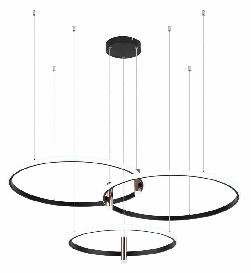 3-ring hanglamp zwart goudkoorden Globo Coco - Afbeelding 4