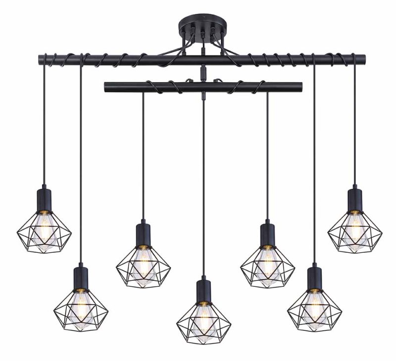 2-Stang hanglamp zwart 7-diamantkap Globo Xara i - Afbeelding 2
