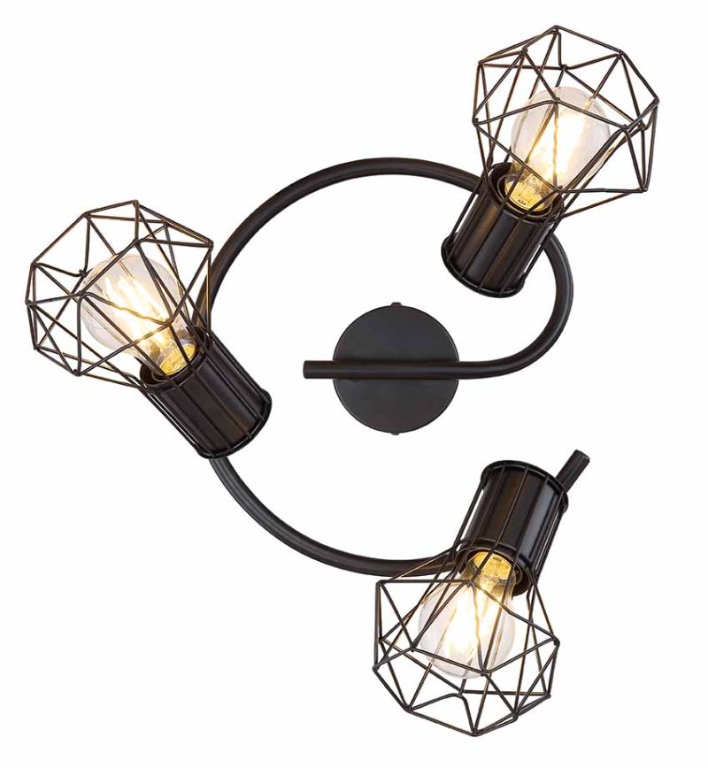 3-diamantkap ronde spot zwart Globo Priska - Afbeelding 3