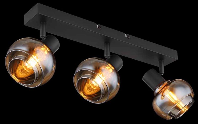 3-lichts spot zwart amber-/rookglas Globo Tokki - Afbeelding 4