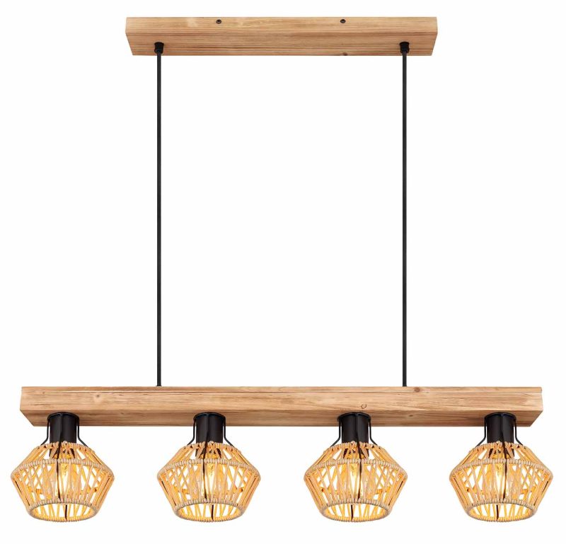 4-kap hanglamp hennepweefsel bruin/naturel Globo Valli - Afbeelding 2
