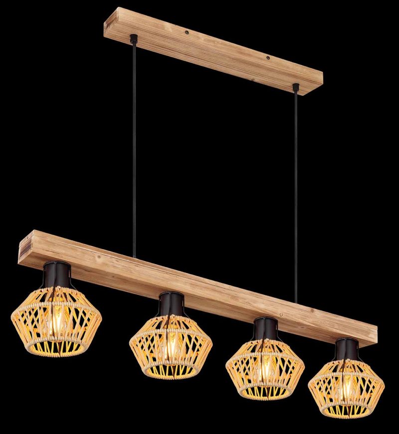 4-kap hanglamp hennepweefsel bruin/naturel Globo Valli - Afbeelding 4