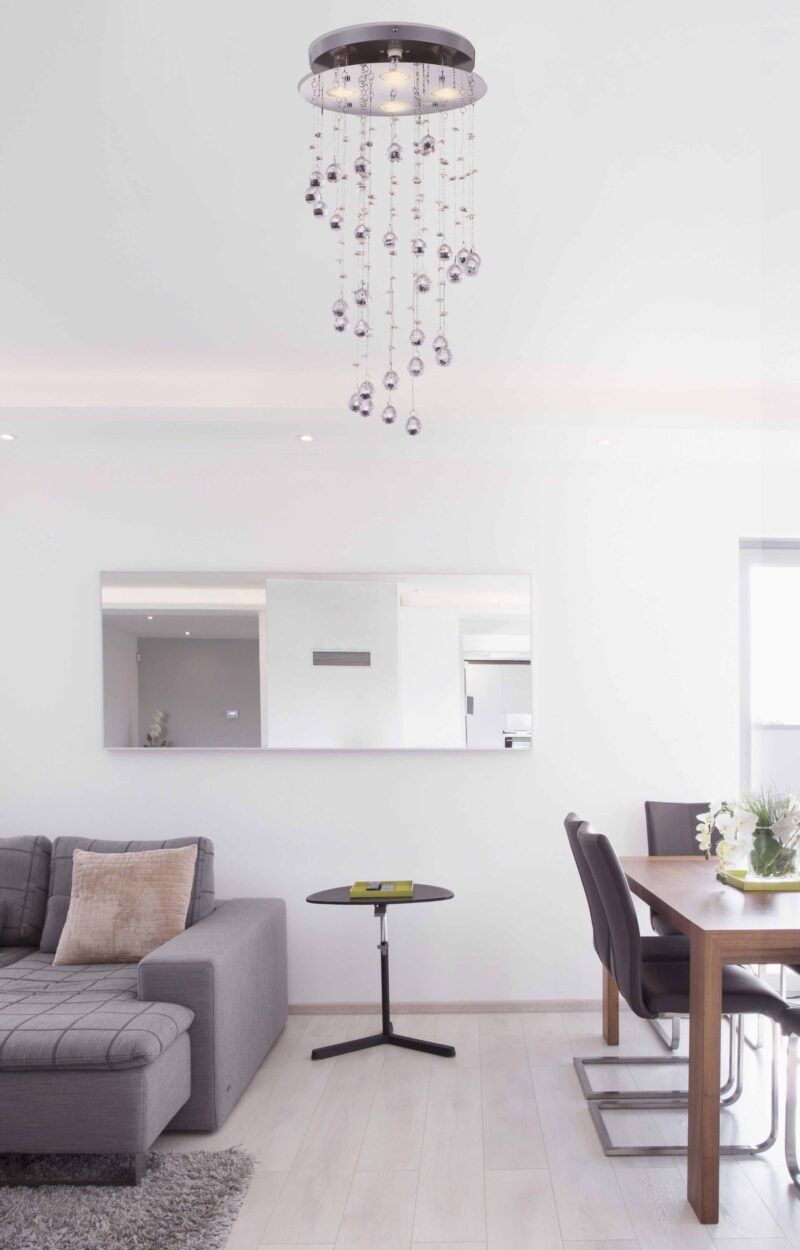 4-lichts plafondlamp chroom kristalspiraal Globo St. tropez - Afbeelding 2
