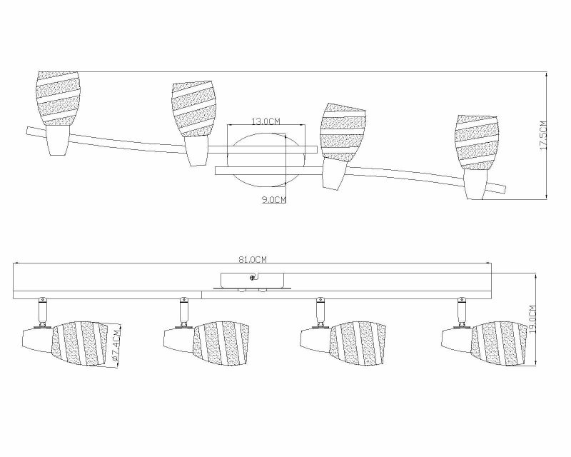 4-Lichts spot chroom opaalglas streepdessin Globo Roy - Afbeelding 2