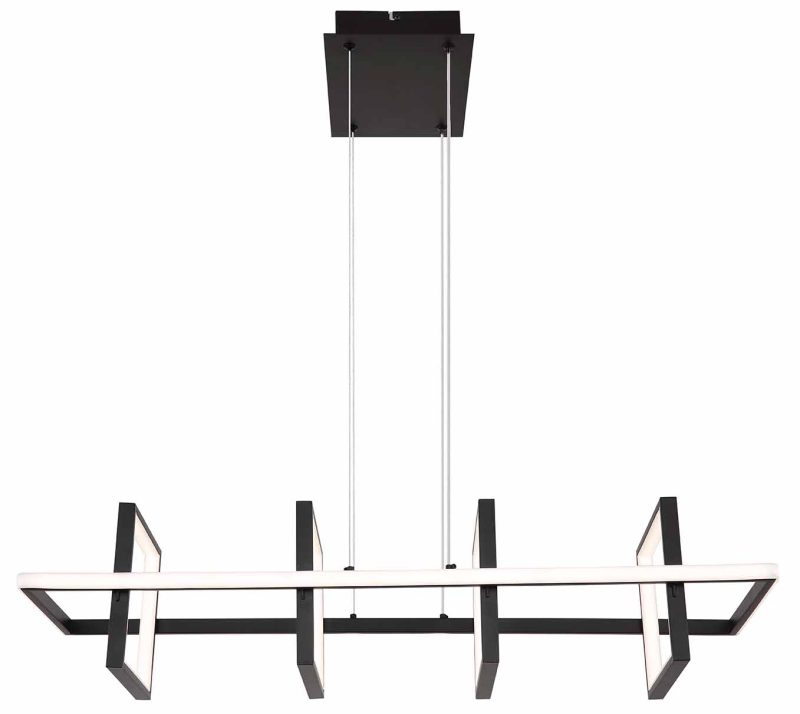4-ring langwerpige zwarte hanglamp Globo Wolfhard - Afbeelding 2