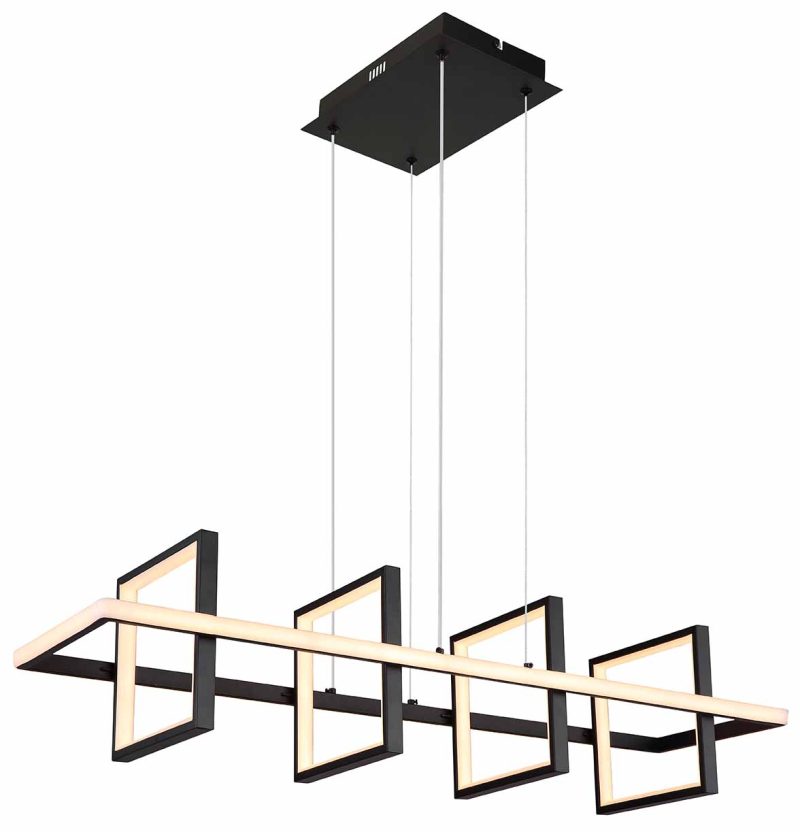 4-ring langwerpige zwarte hanglamp Globo Wolfhard - Afbeelding 4