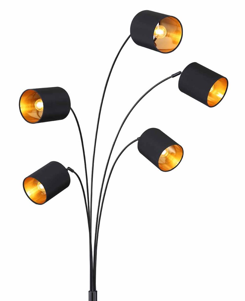 5-lichts design vloerlamp zwart Globo Kaddy - Afbeelding 2