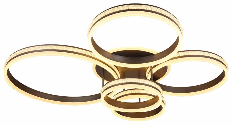 5-ringconstructie plafondlamp nikkel/zwart kristallen Globo Grouni - Afbeelding 3