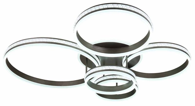 5-ringconstructie plafondlamp nikkel/zwart kristallen Globo Grouni - Afbeelding 4