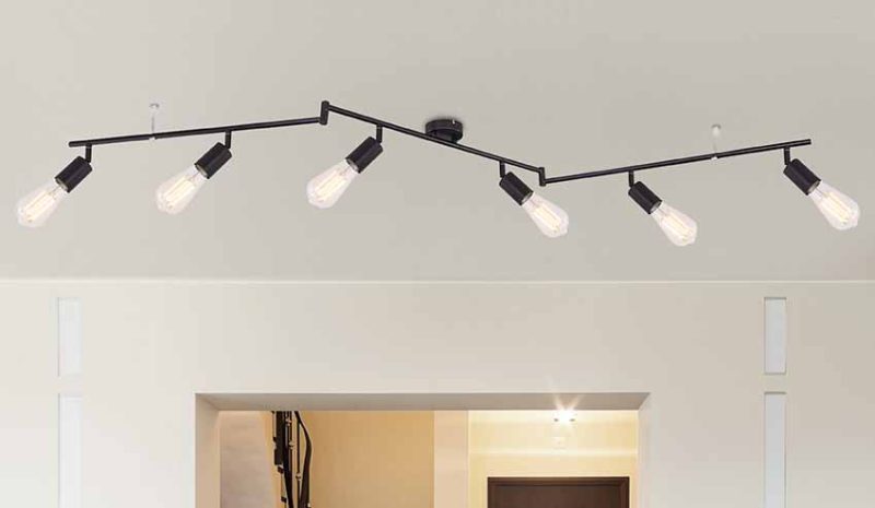 6-lichts langwerpige minimalistische spot zwart Globo Martha - Afbeelding 4