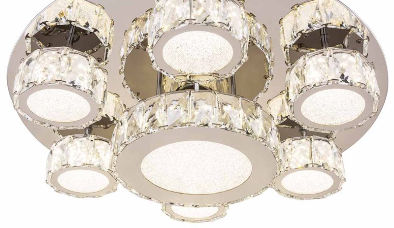 7-lichts flonkerende plafondlamp chroom/acrylkristal Globo Amur - Afbeelding 3