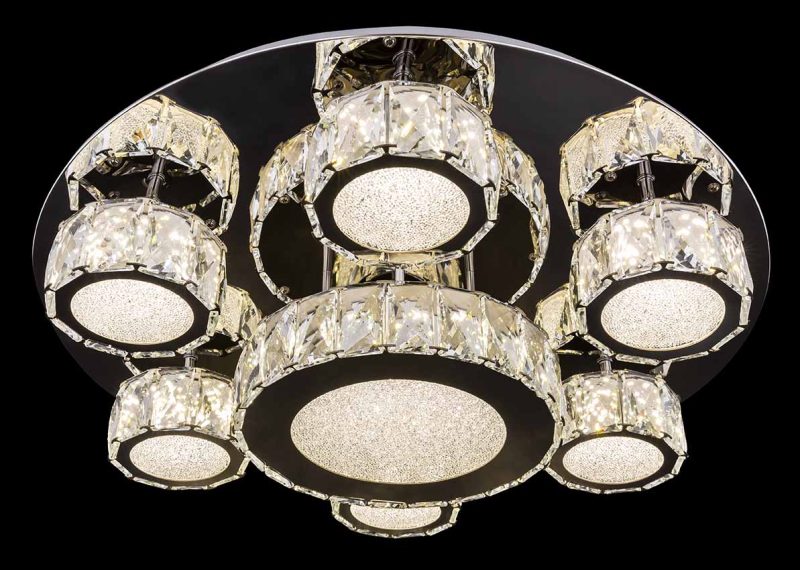 7-lichts flonkerende plafondlamp chroom/acrylkristal Globo Amur - Afbeelding 4
