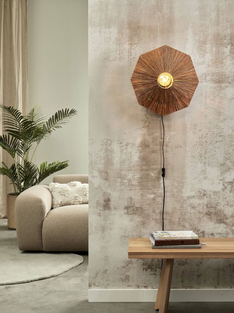 Achthoekige raffia wandlamp bruin GOOD&MOJO Panama - Afbeelding 5