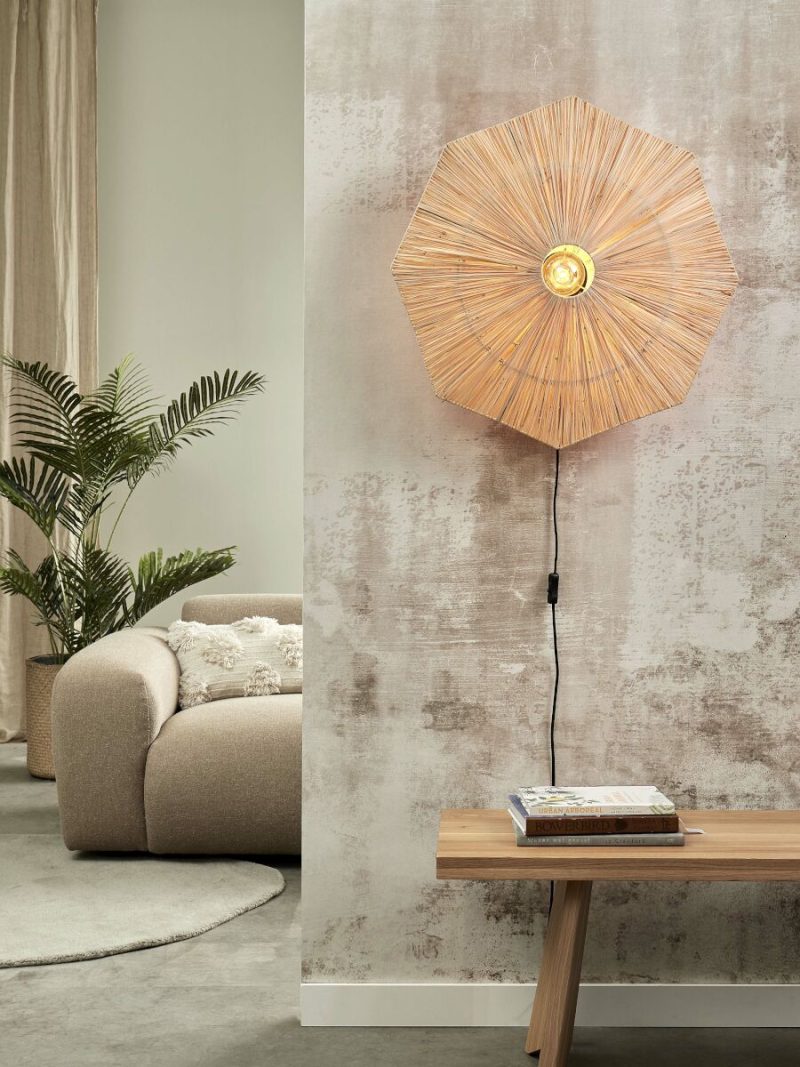 Achthoekige raffia wandlamp naturel L GOOD&MOJO Panama - Afbeelding 5