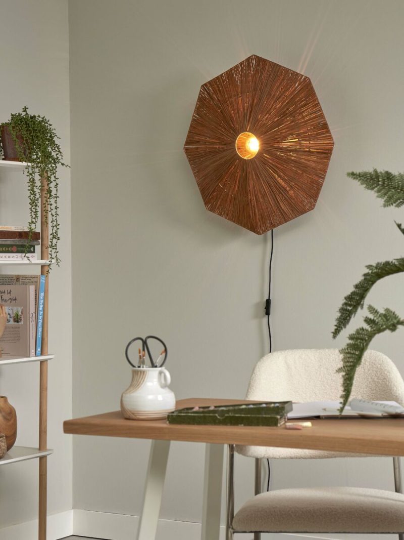 Achthoekige wandlamp bruin raffia L GOOD&MOJO Panama - Afbeelding 4