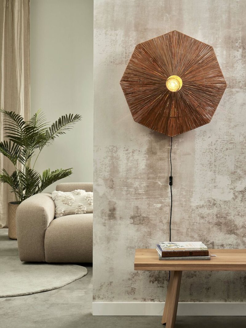 Achthoekige wandlamp bruin raffia L GOOD&MOJO Panama - Afbeelding 5