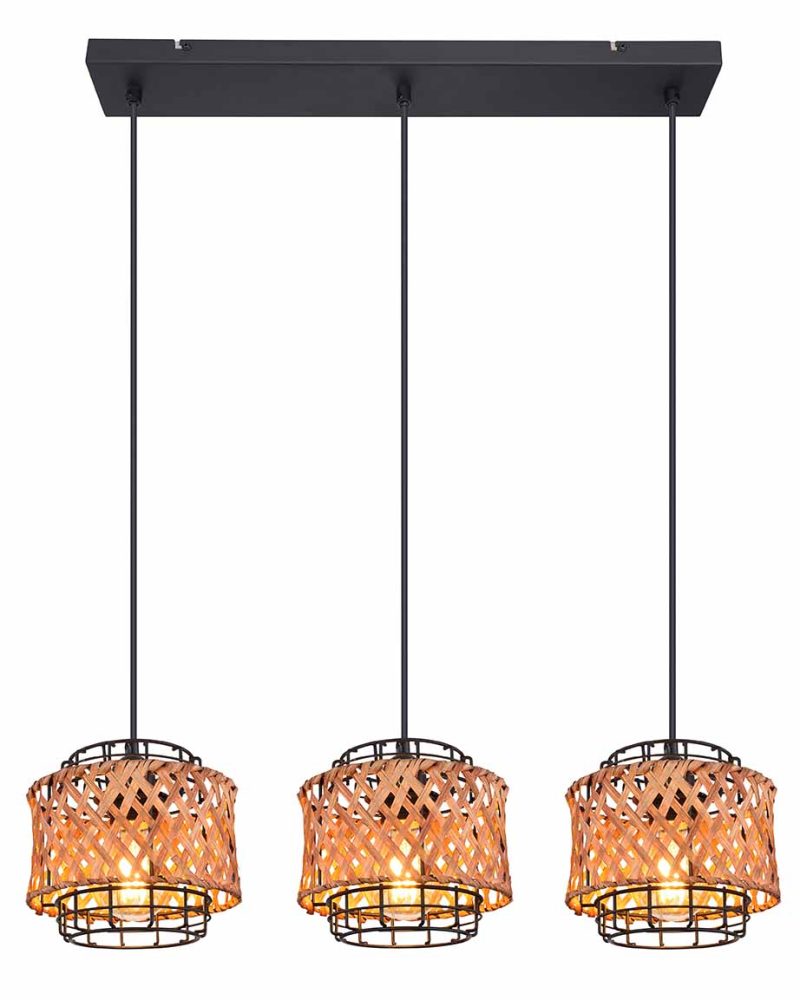 Boheemse metalen hanglamp zwart Globo Gina - Afbeelding 2