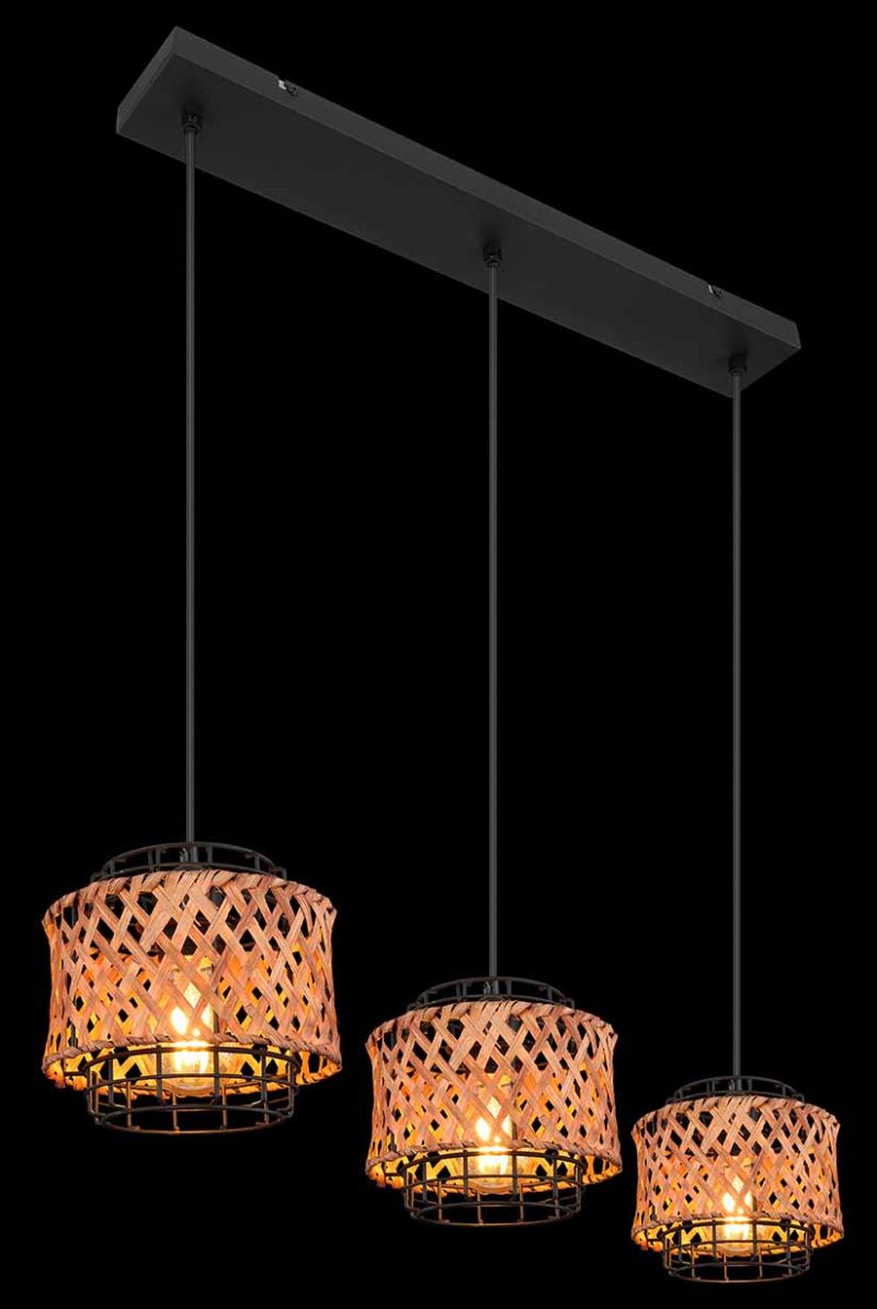 Boheemse metalen hanglamp zwart Globo Gina - Afbeelding 4