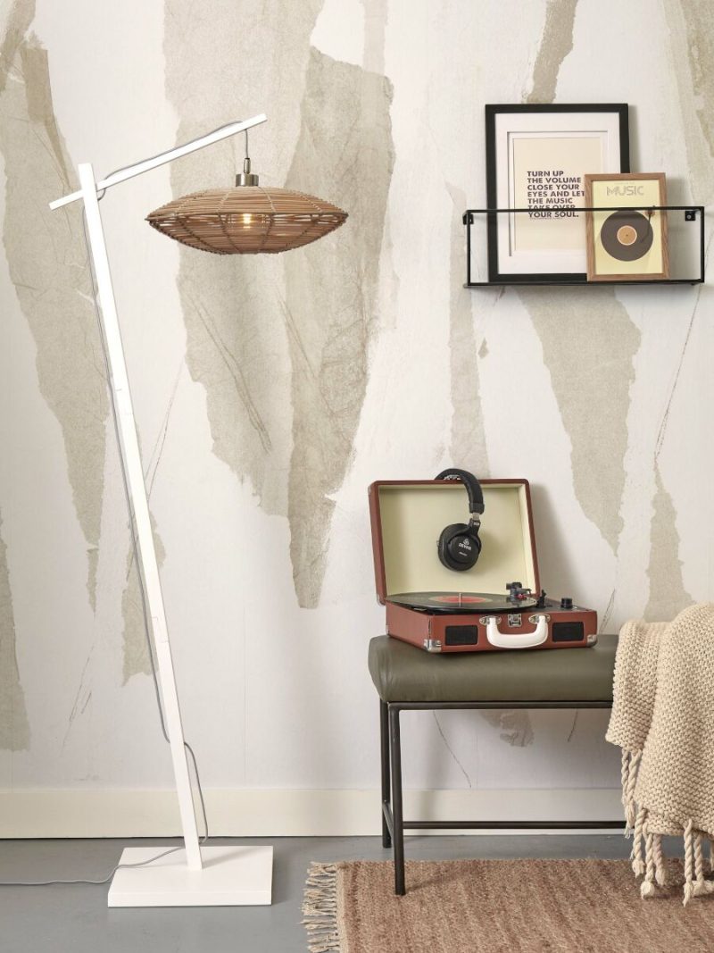 Bohemian schotelvormige vloerlamp naturel rotan GOOD&MOJO Tanami - Afbeelding 5