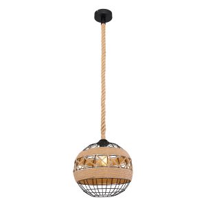 bolvormige-hanglamp-zwart/naturel-hennepweefsel-globo-ulleu-69029h1